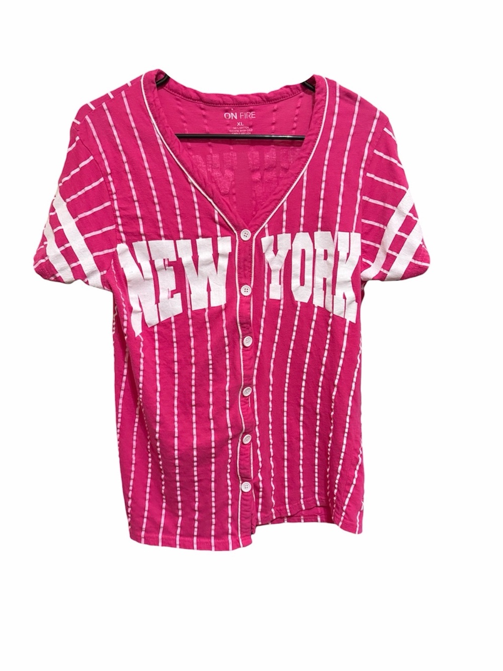 On Fire Hot Pink Graphic Tee with White Logo